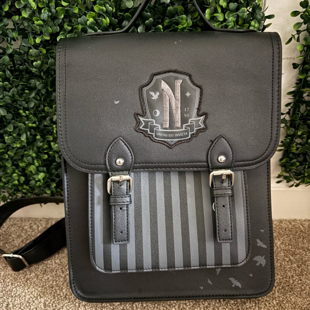 Wednesday Hot Topic Black and Gray Backpack